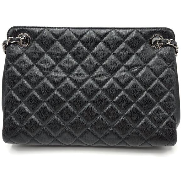 Chanel Grand Shopping Tote Handbag Black Caviar Leather Silver Hardware 13C GST - Picture 9 of 16